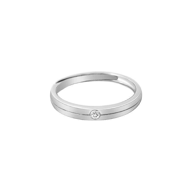Single Line Pattern with Zircon Silver Couple Ring