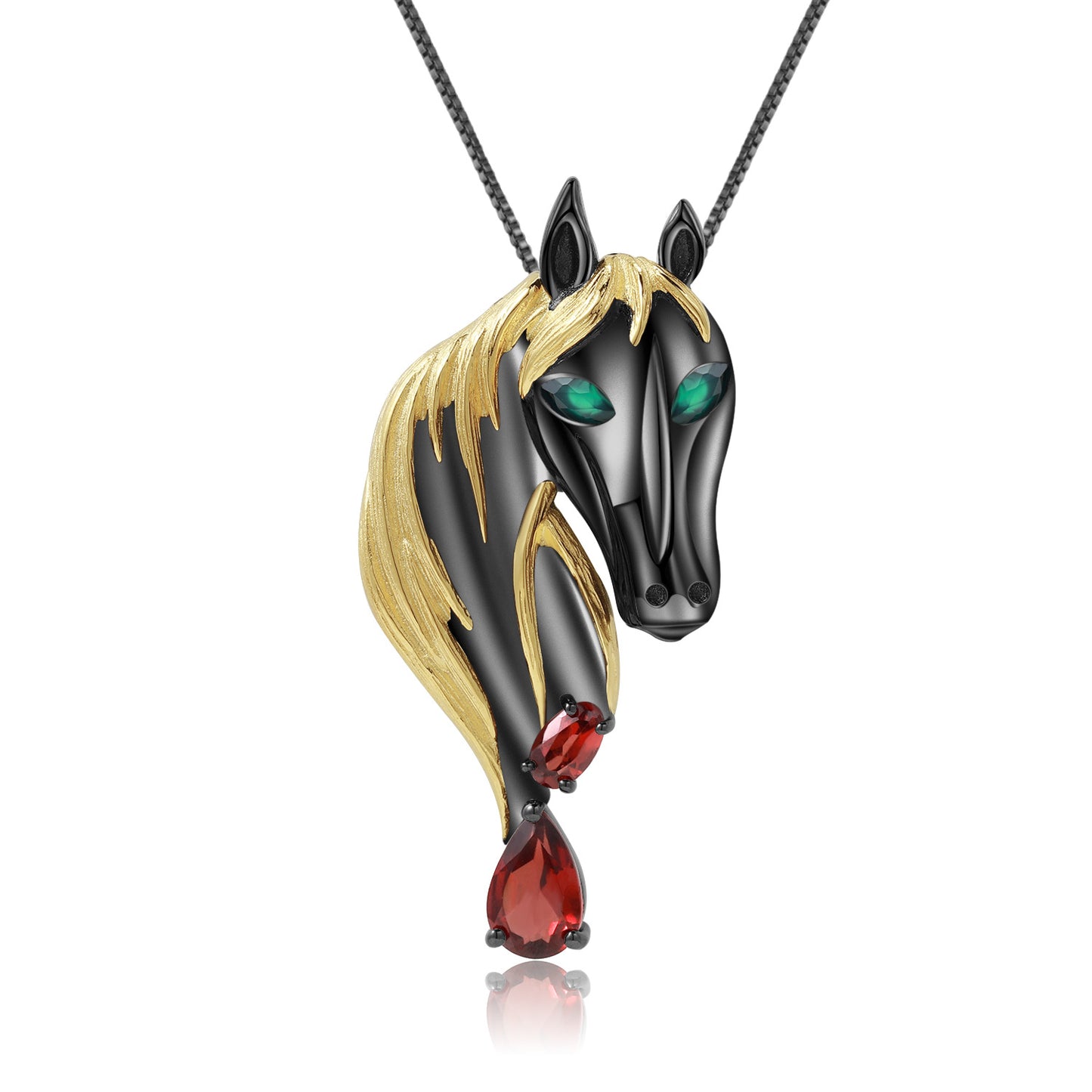 Italian Craft Design Brooch Pendant Dual-use Natural Colourful Gemstone Horse Pendant Silver Necklace for Women