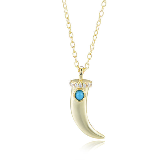 Turquoise Crescent Pendant Sterling Silver Necklace for Women