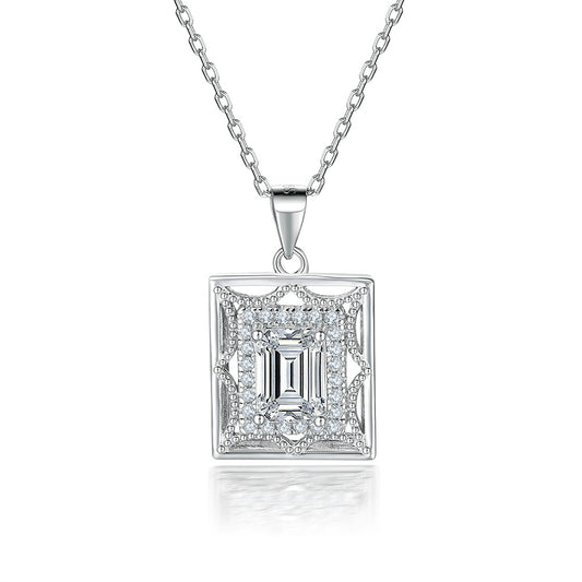 Zircon Square Dream Catcher Pendant Silver Necklace for Women