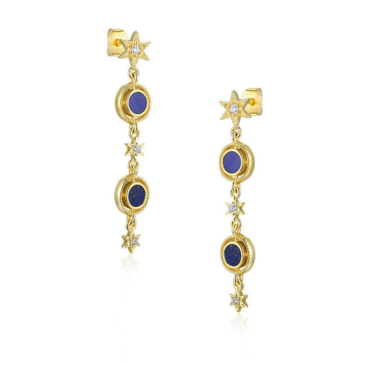 Tassel Lapis Lazuli Silver Drop Earrings for Women