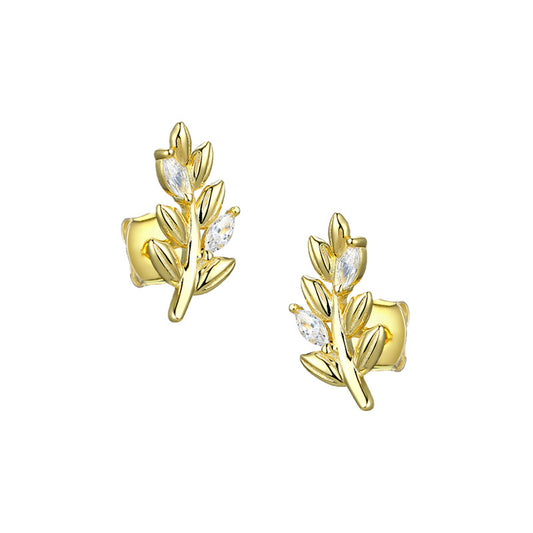 Branch with Zircon Silver Studs Earrings for Women
