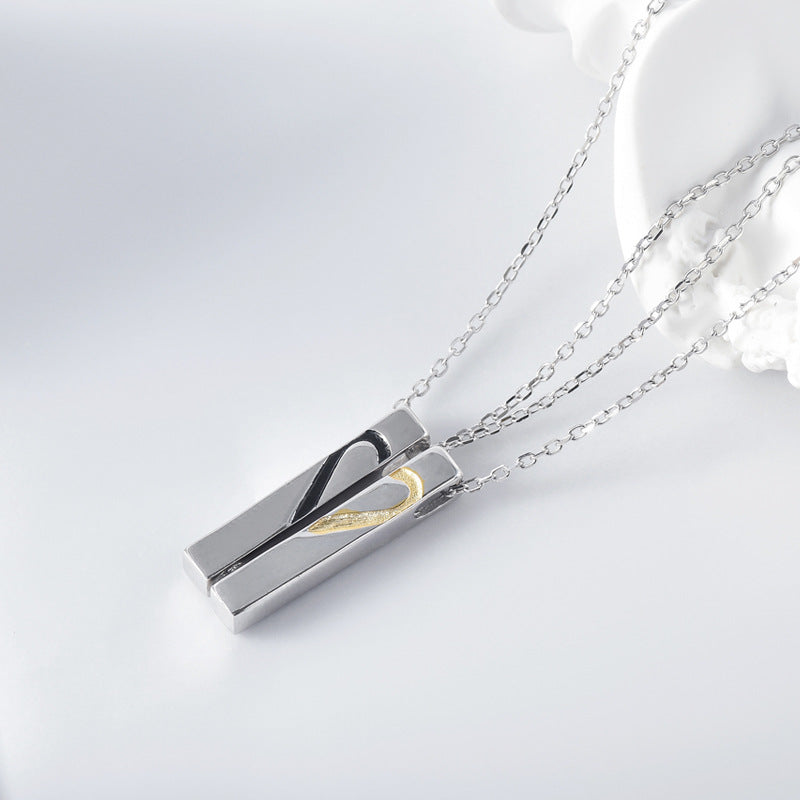 Classic Double Colour Love Pendant Silver Couple Necklace for Women