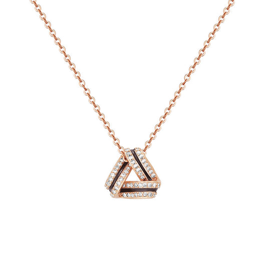 Zircon Triangle Pendant Silver Necklace for Women