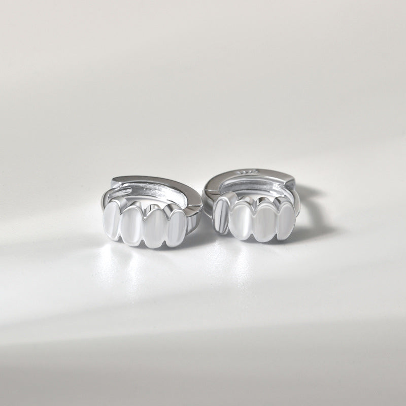 Glossy Oval Shape Silver Hoop Earrings for Women