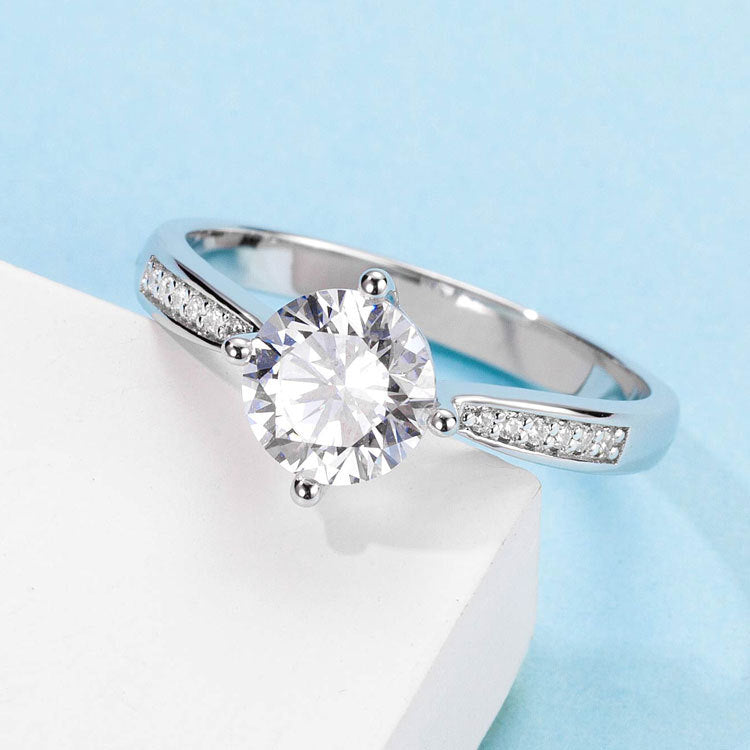 Classical Cathedral 1.0 Carat Round Cut Moissanite Engagement Ring