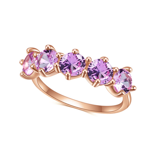 Fashion Luxury Pink Corundum Gemstone Rose Gold Colour S925 Silver Ring for Women