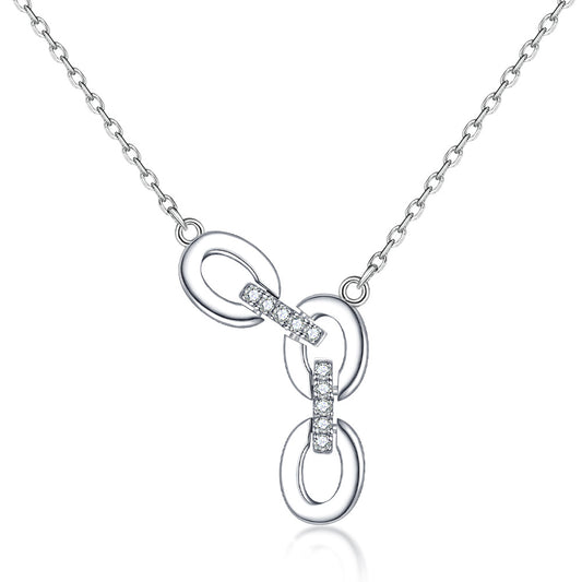 Oval Ring Buckle Pendant Silver Necklace for Women