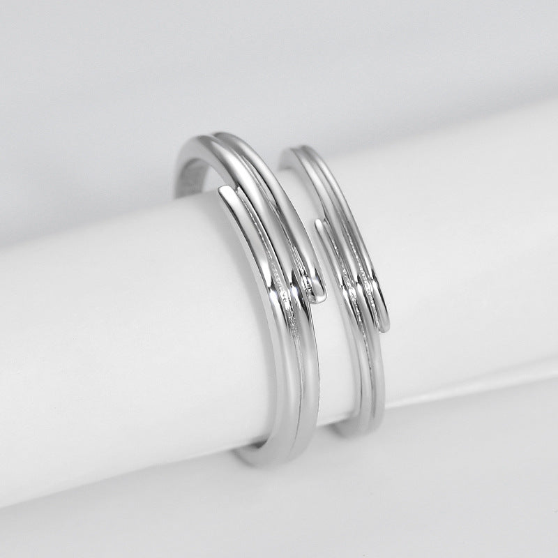 Lines Silver Couple Ring for Women