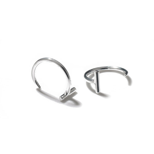 Curved T-shaped Silver Hook Earrings for Women
