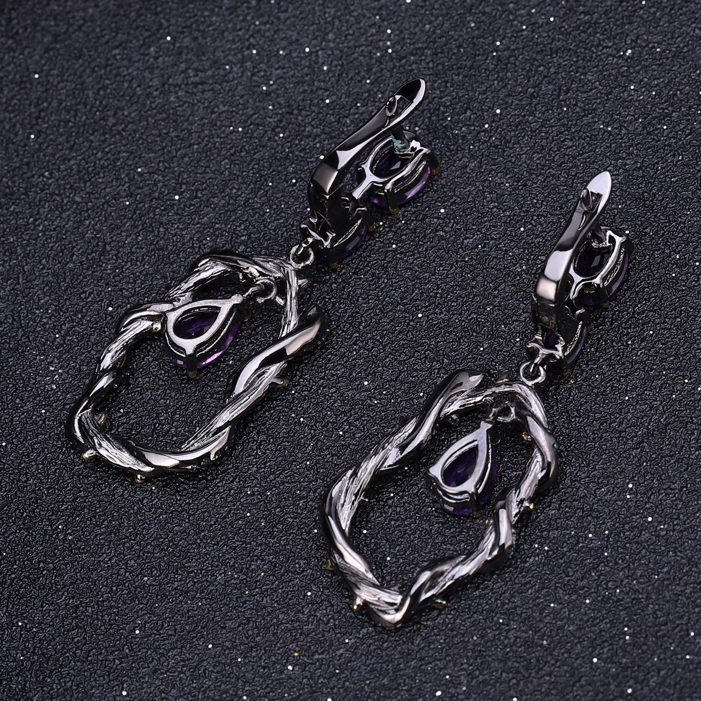 Italian Natural Vine Design Silver Drop Earrings for Women