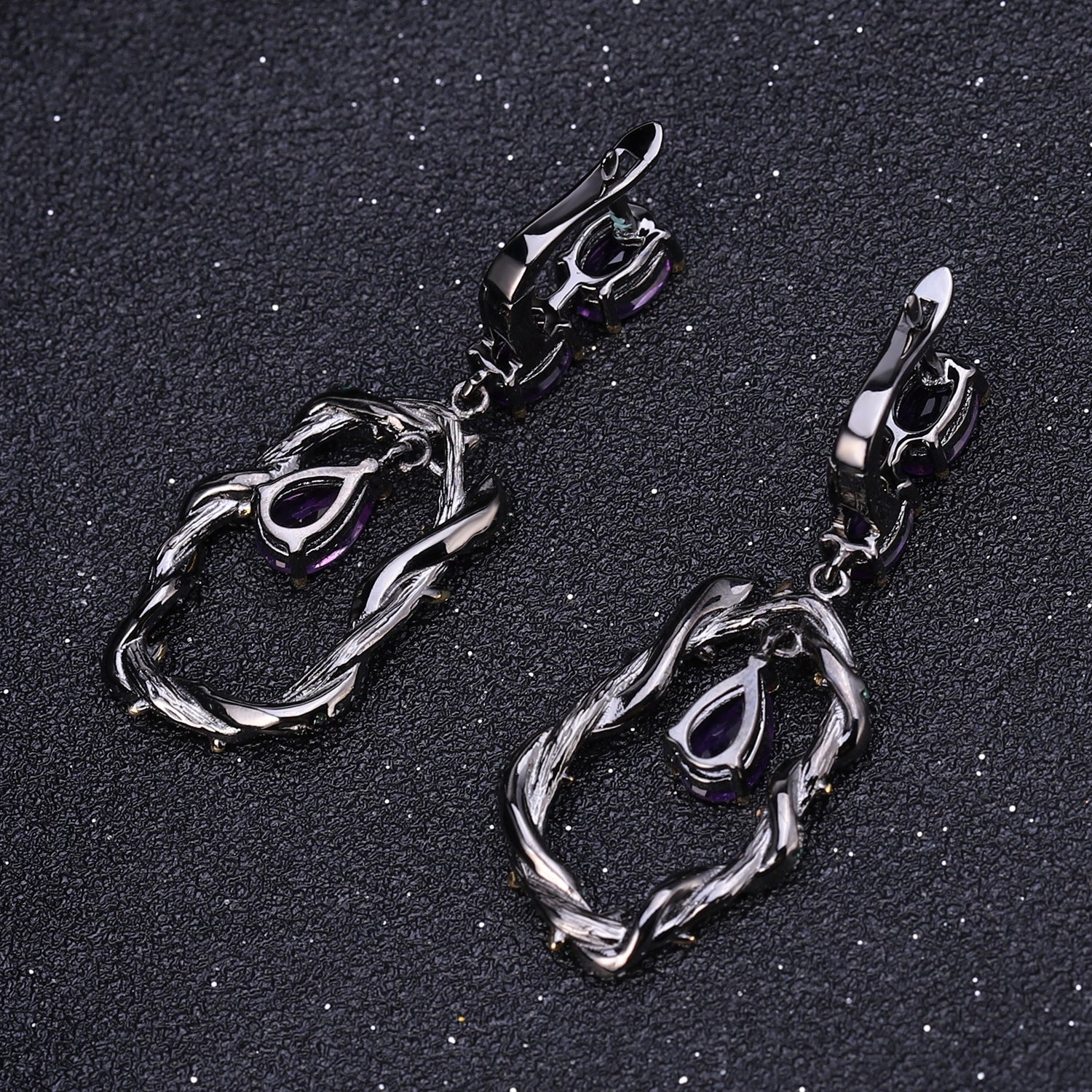 Italian Natural Vine Design Silver Drop Earrings for Women
