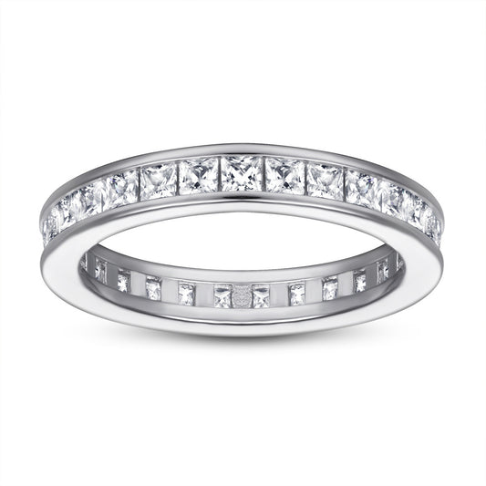 Full Circle Square Zircon Eternity Silver Ring for Women