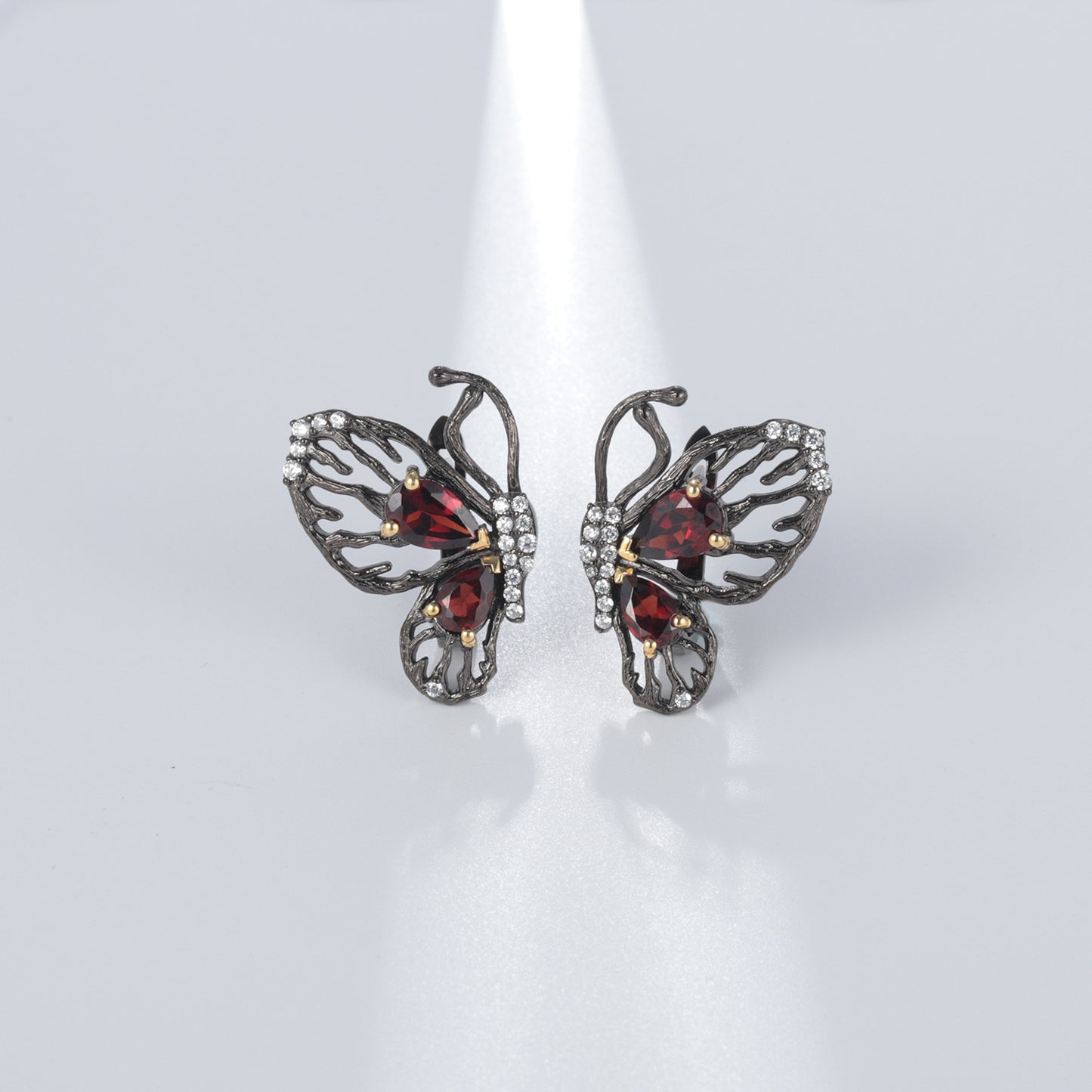 Natural Colourful Gemstone Creative Butterfly Sterling Silver Studs for Women