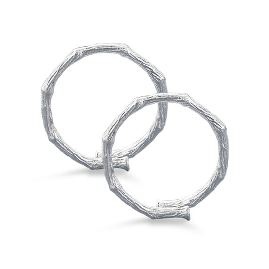 Bamboo Branch Texture Silver Couple Ring for Women