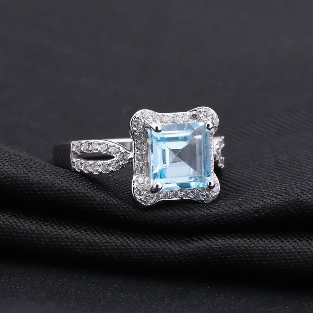 Luxurious and Fashionable Natural Color Topaz S925 Silver Ring