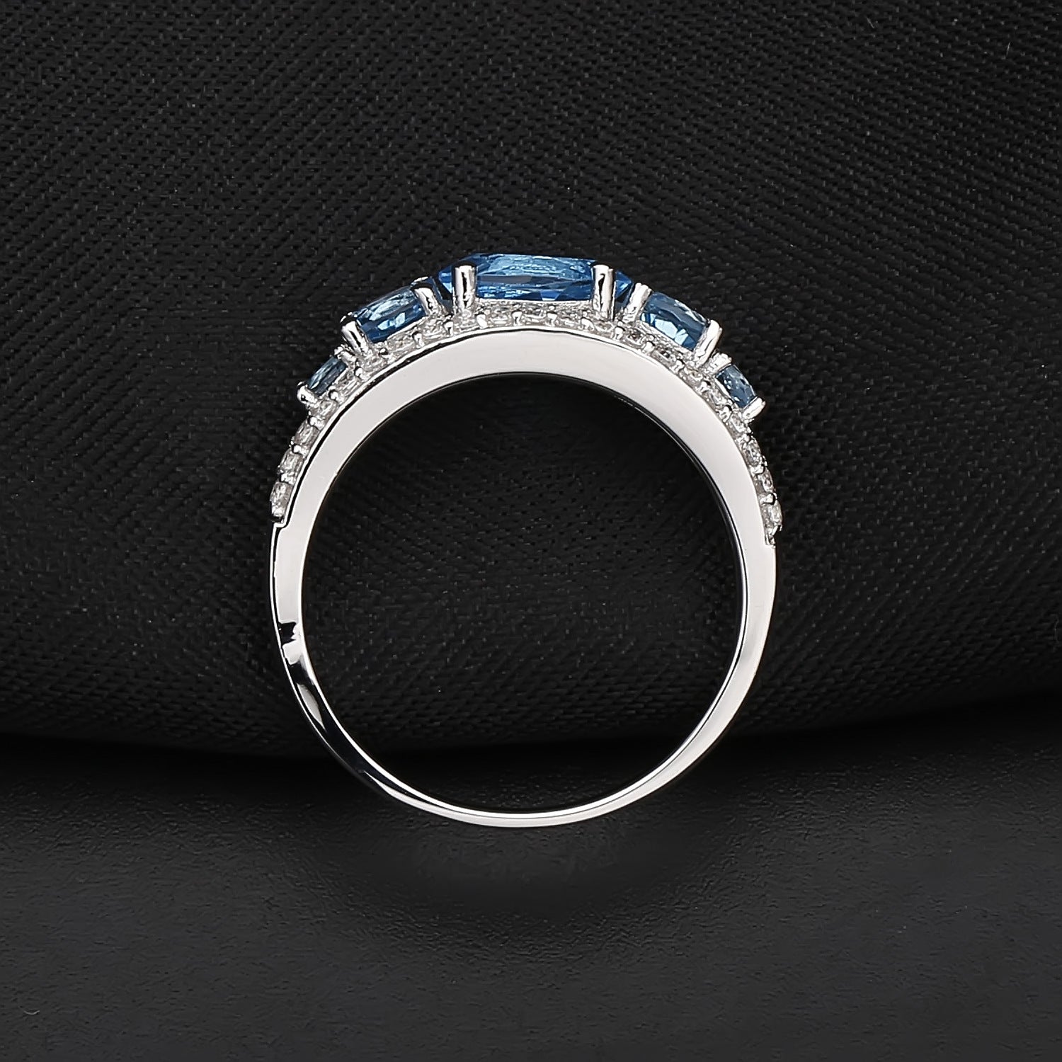 Luxury Fashion Inlaid Natural Topaz Sterling Silver Ring for Women