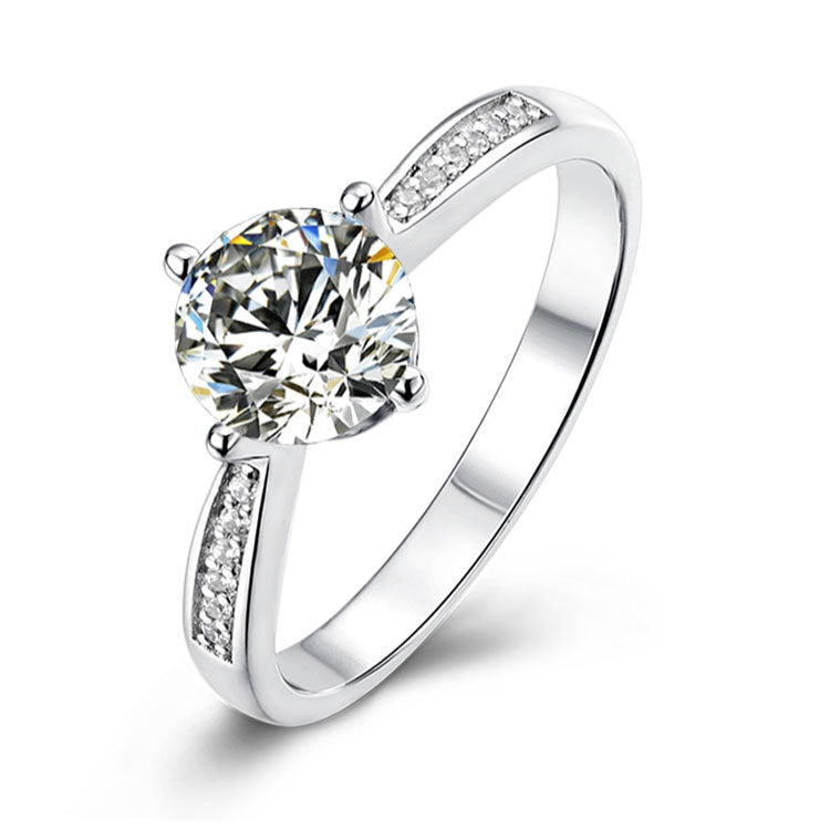 Classical Cathedral 1.0 Carat Round Cut Moissanite Engagement Ring