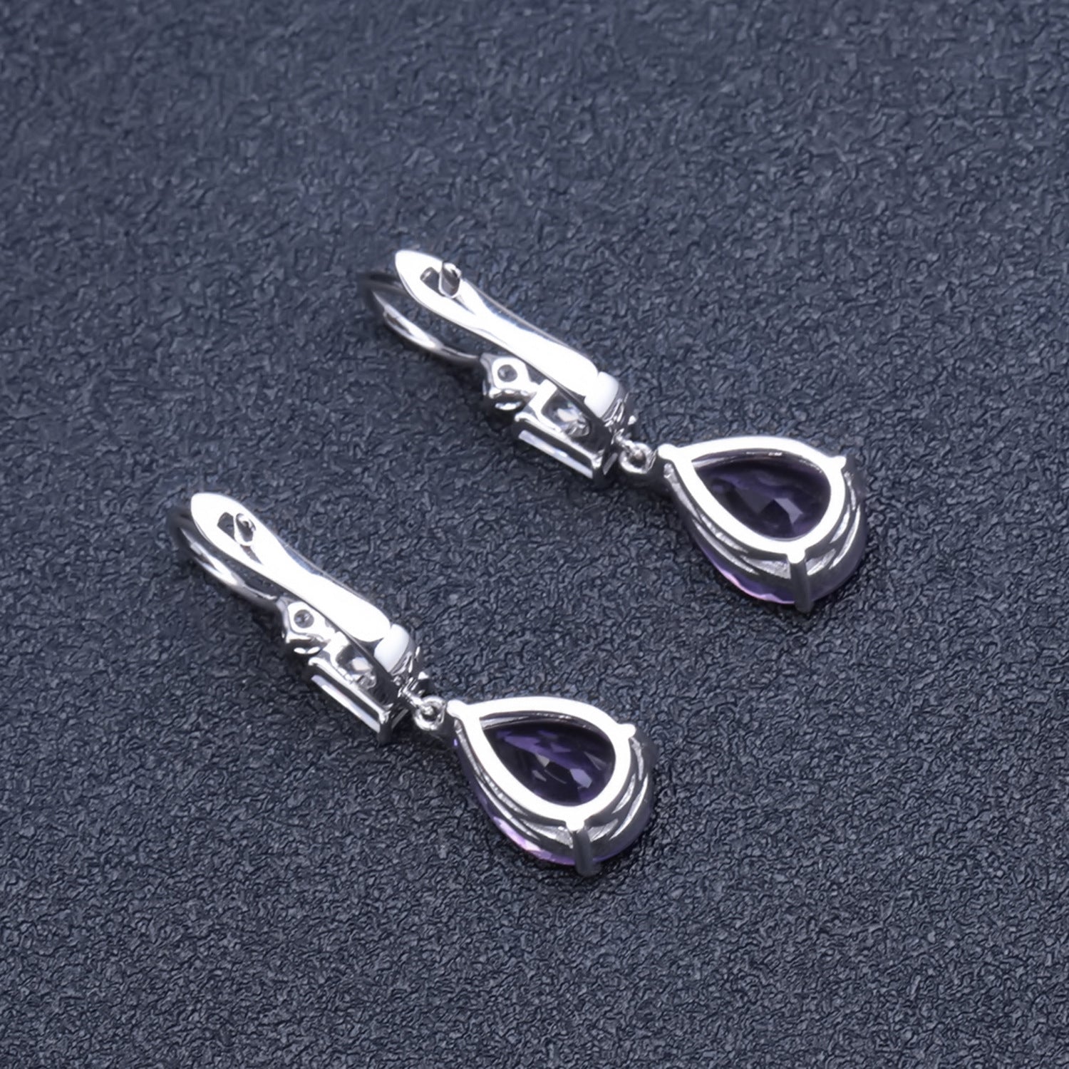 Colorful Crystal Pear Shape Silver Drop Earrings for Women