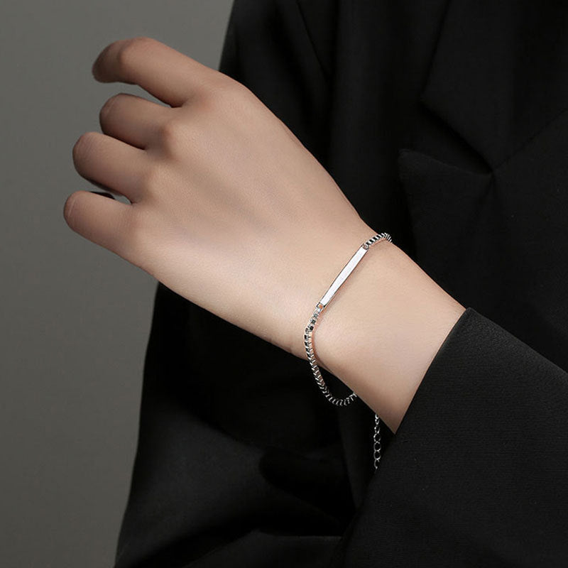 Rectangle Bar Silver Bracelet for Women