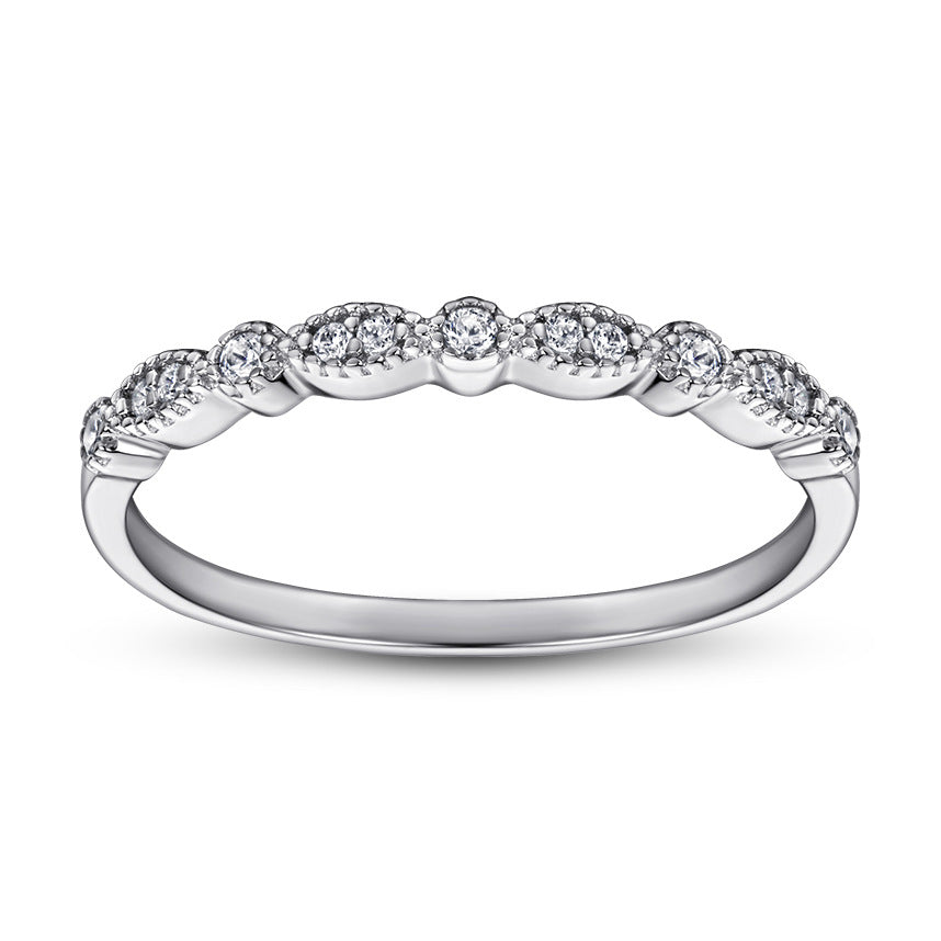 Marquise and Round Zircon Silver Ring for Women