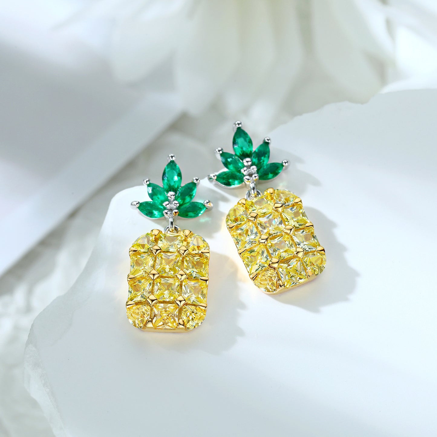 Zircon Pineapple Silver Studs Earrings for Women