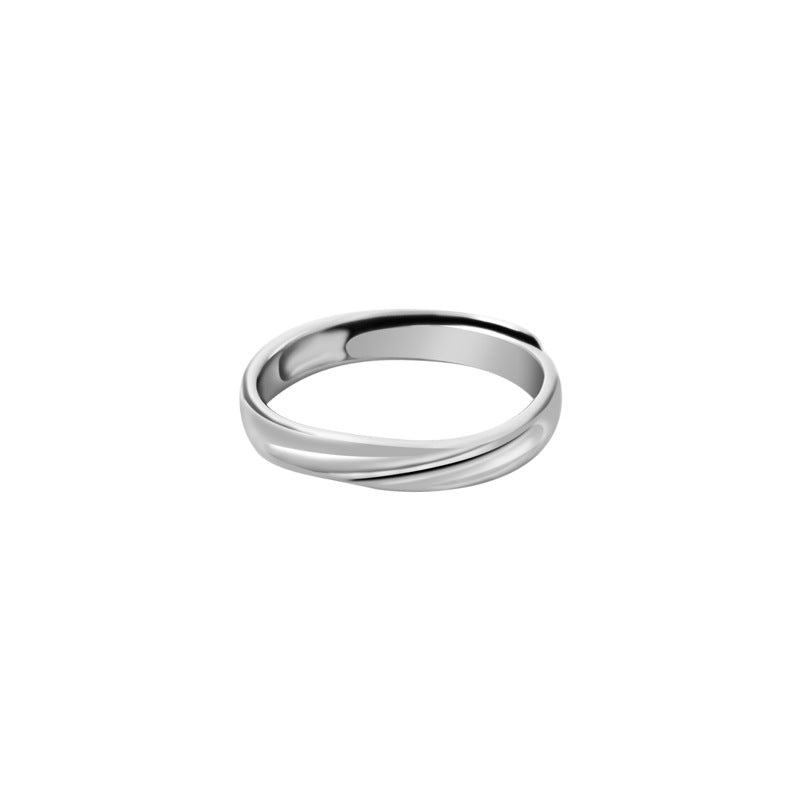 Twill Engraving Simple Silver Couple Ring