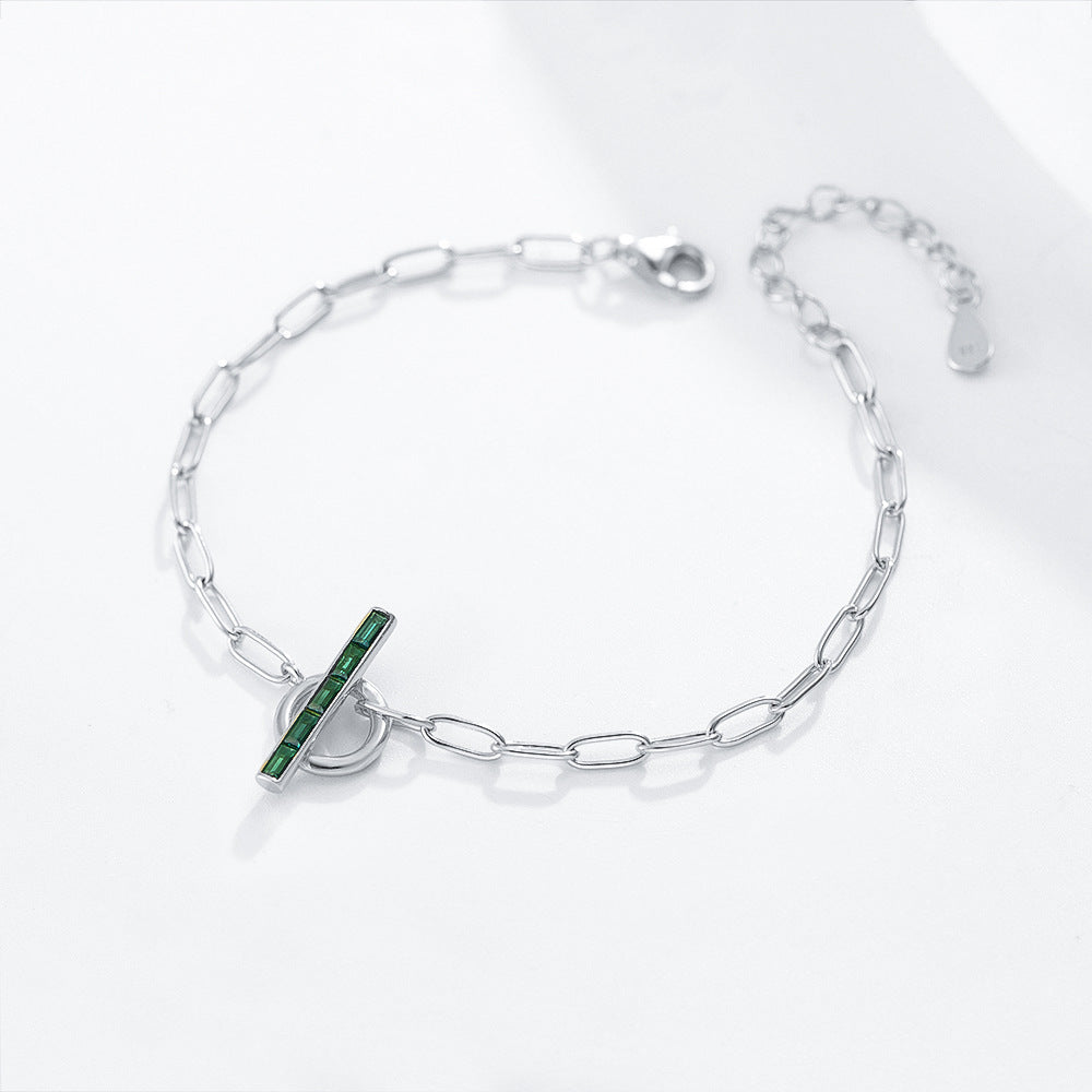 Green Zircon Silver Bracelet for Women