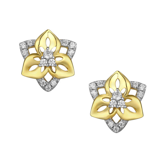 Retro Clover Zircon Triangle Silver Studs Earrings for Women