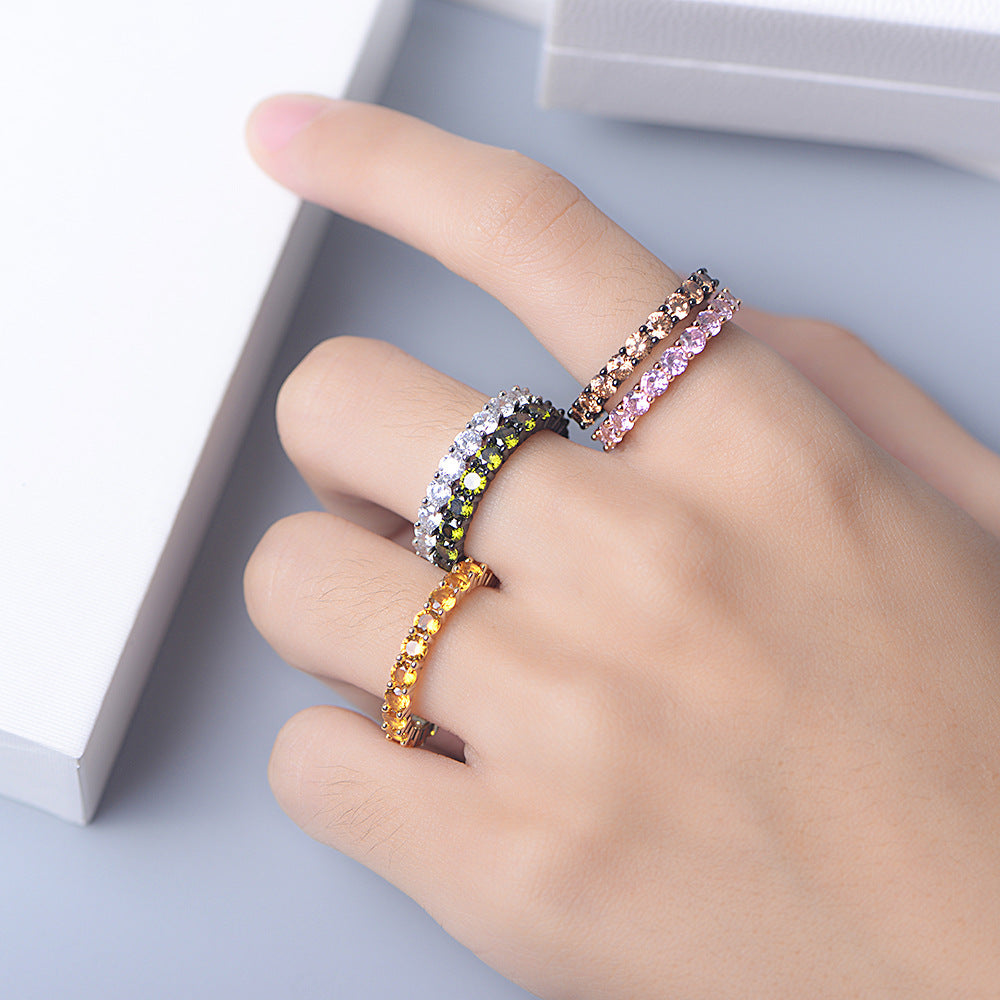 Colurful Zircon Sterling Silver Eternity Ring for Women