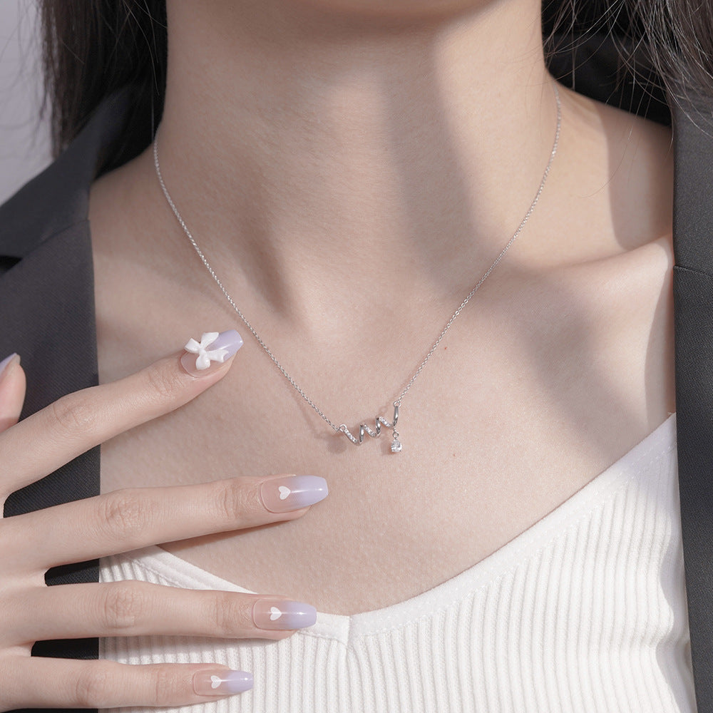 (Two Colours) White Zircon Spring Pendants Collarbone Necklace for Women
