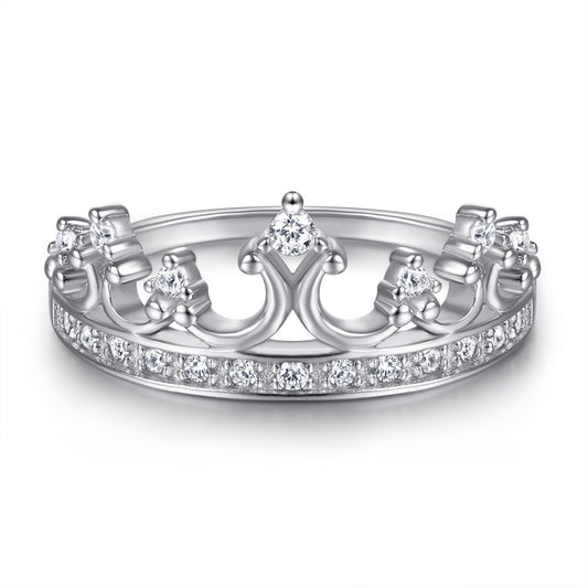 Crown with Zircon Silver Ring for Women