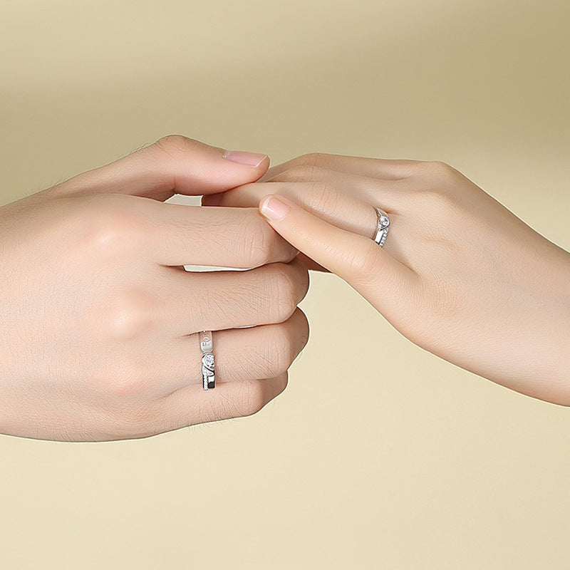 Zircon Heart Forever Love Silver Couple Ring for Women