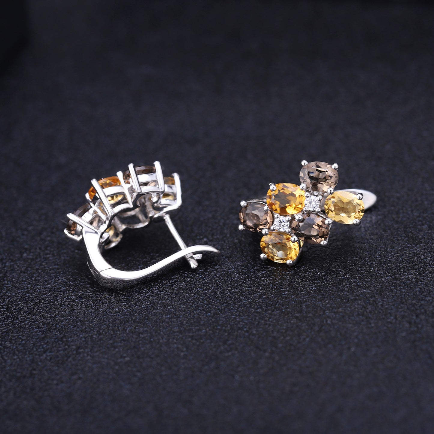 Natural Crystal  Sterling Silver Studs Earrings for Women