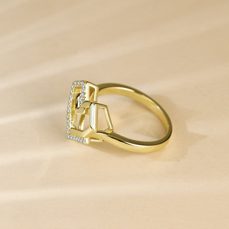 Rotating Heart-shape with Zircon Silver Ring