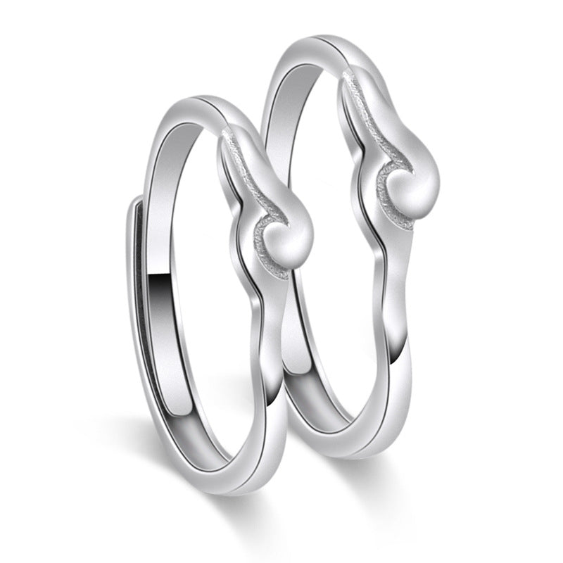 Romantic Cloud Silver Couple Ring