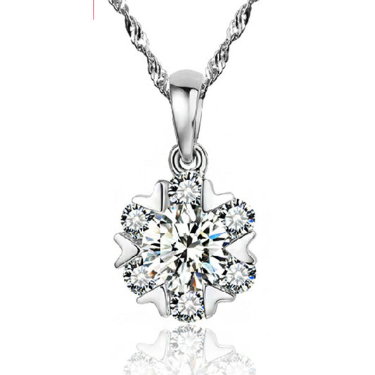 (Pendant Only) Snowflake with Zircon Silver Pendant for Women