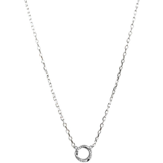 Irregular Zircon Circle Silver Necklace for Women
