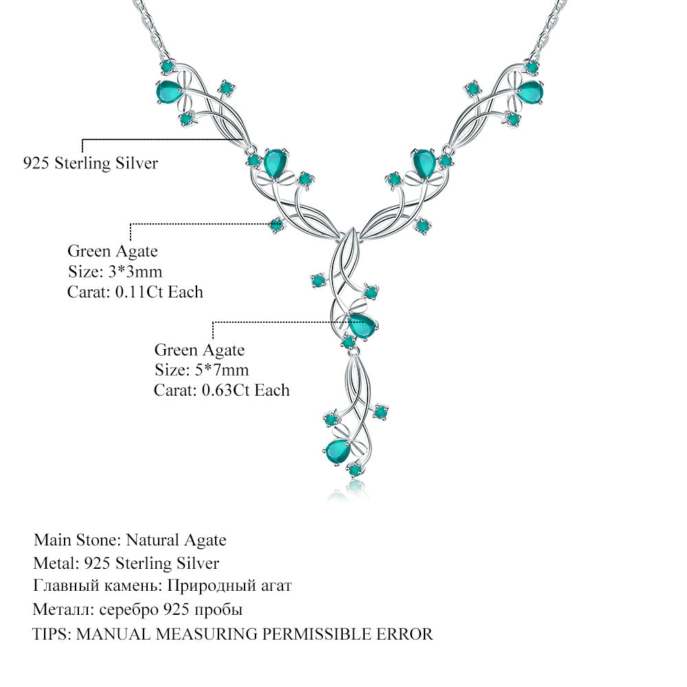 Luxury Style Inlaid Natural Colourful Gemstone Dinner Match Temperament Sterling Silver Necklace for Women