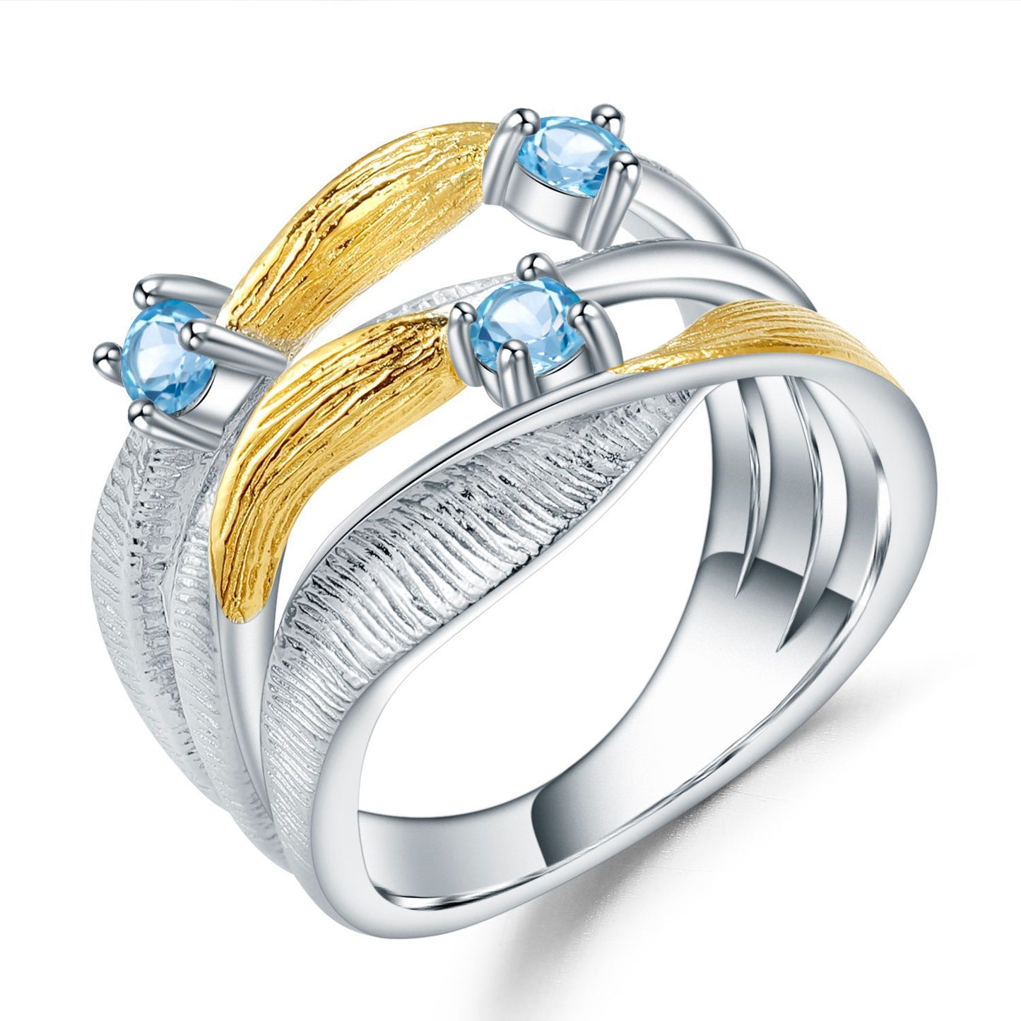 Italian 925 silver natural topaz ring for Women