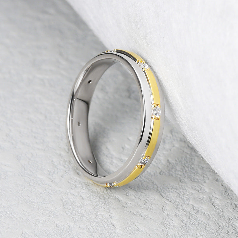 Two Colours with Zircon Silver Ring