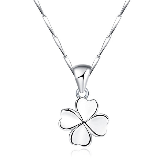 (Pendant Only) Smooth Lucky Clover Silver Pendant for Women
