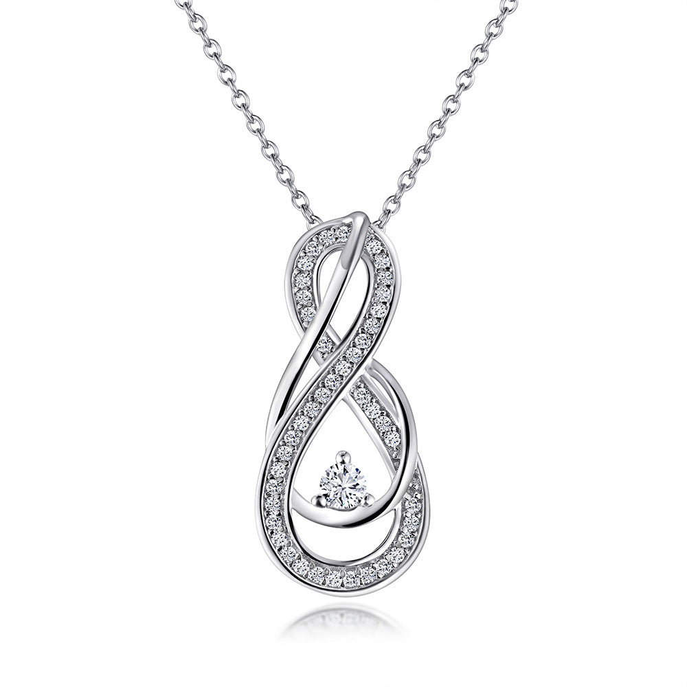 Endless Love Design with Zircon Pendant Silver Necklace for Women