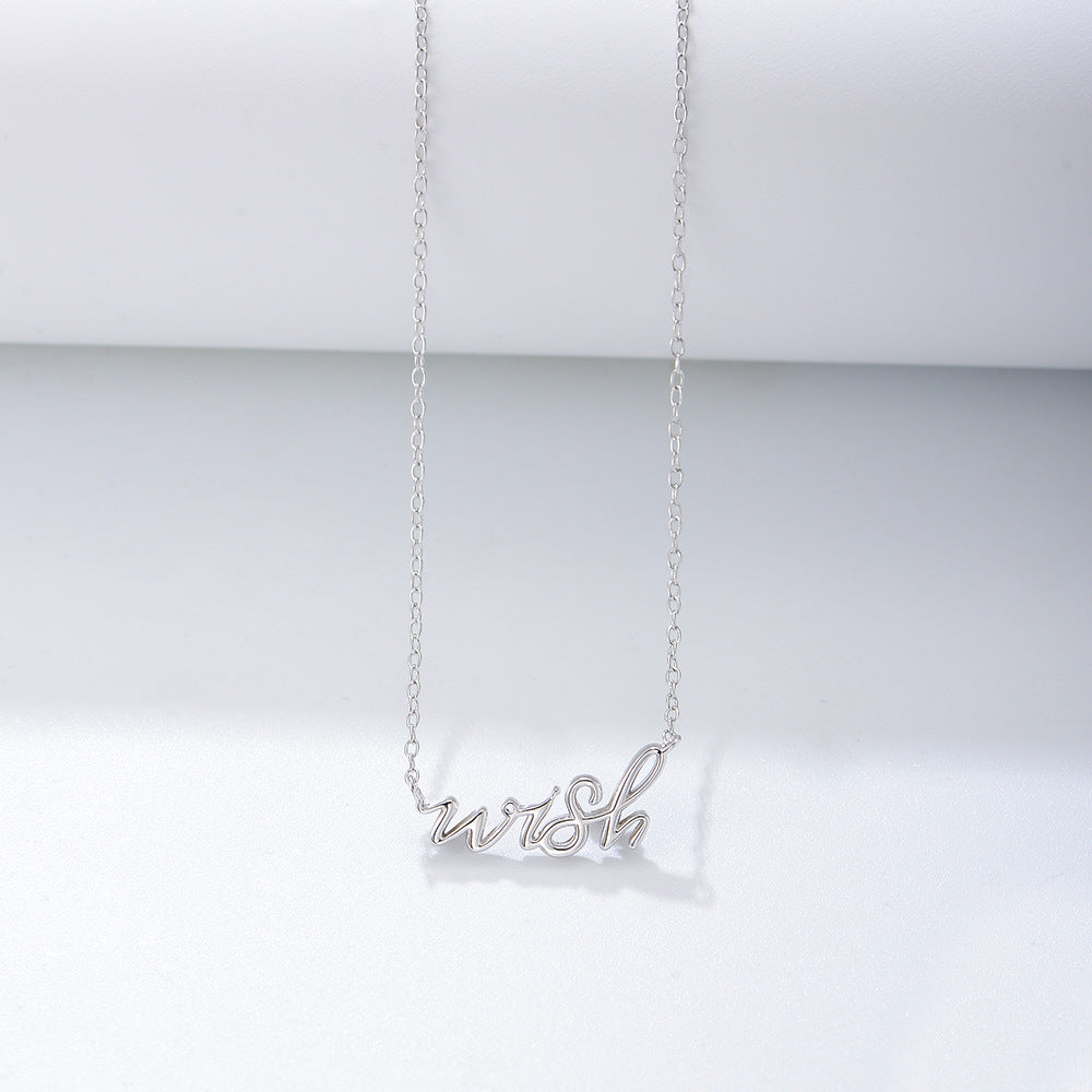 INS Style Wish Letter Sterling Silver Clavicle Necklace for Women