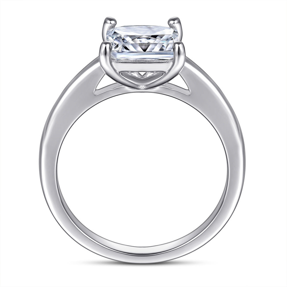 (2.0CT) Princess Cut Zircon Solitaire Silver Ring for Women