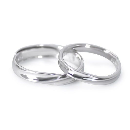 Twill Engraving Simple Silver Couple Ring