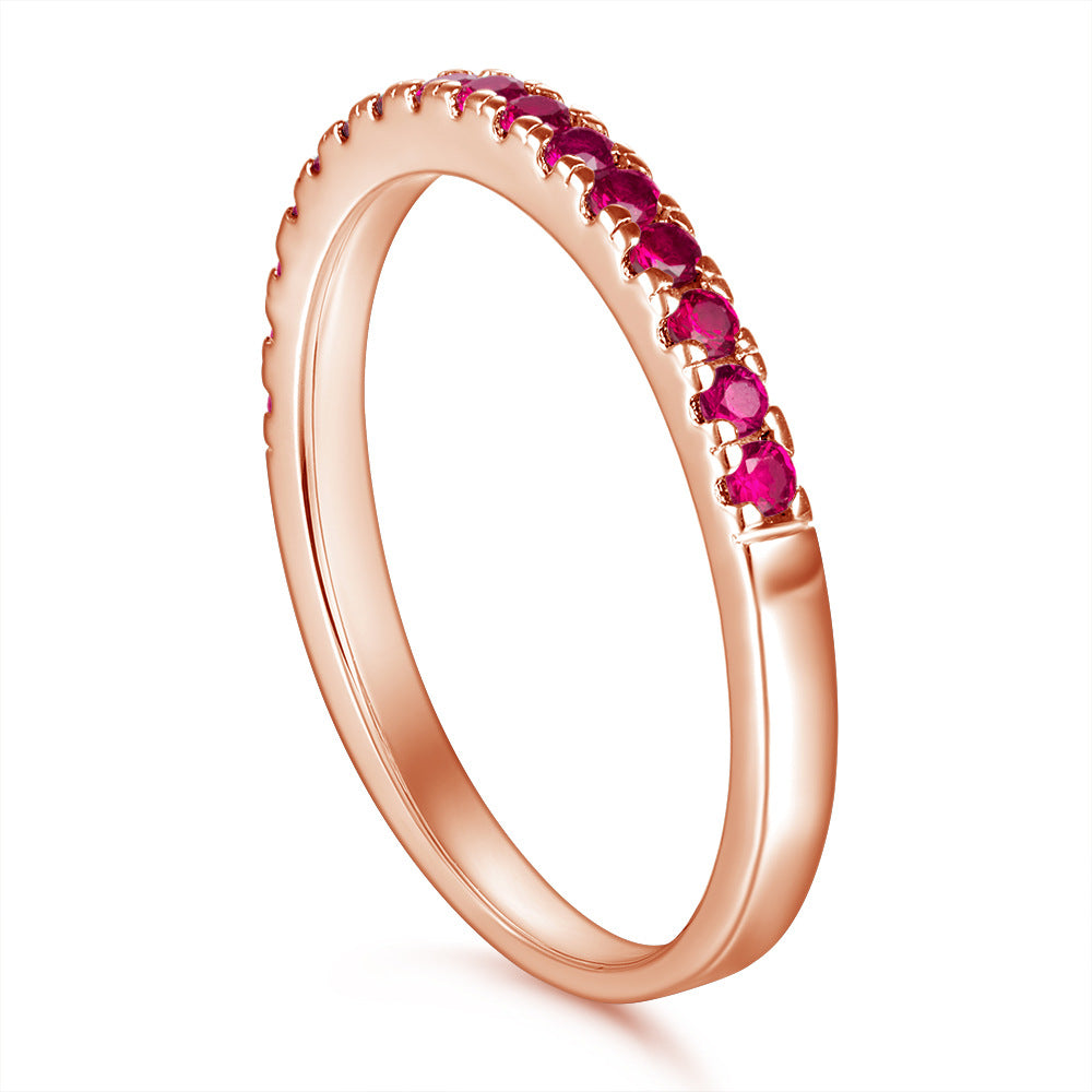 Half Circle Colourful Zircon Silver Ring for Women
