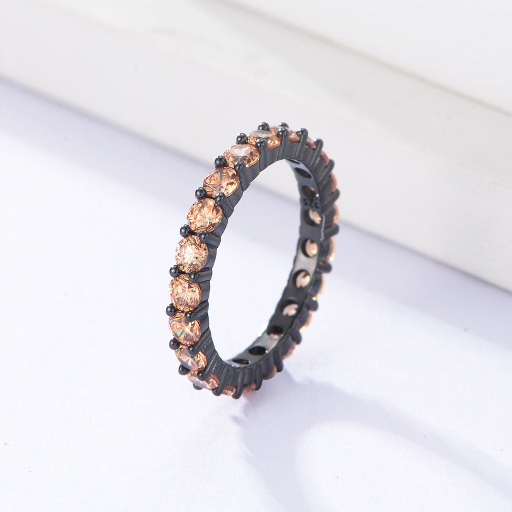 Colurful Zircon Sterling Silver Eternity Ring for Women