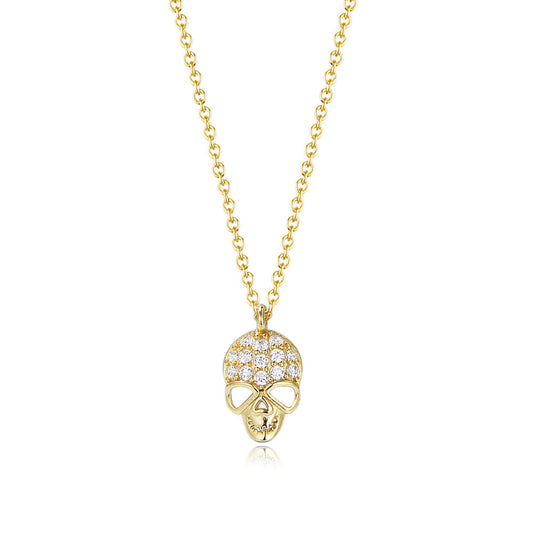 Zircon Skull Pendant Sterling Silver Necklace for Women