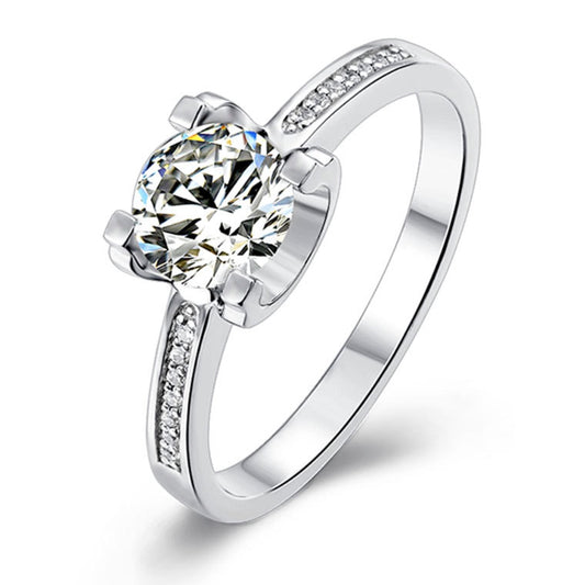 Cathedral Oxhead Prongs 1.0 Carat Moissanite Engagement Ring
